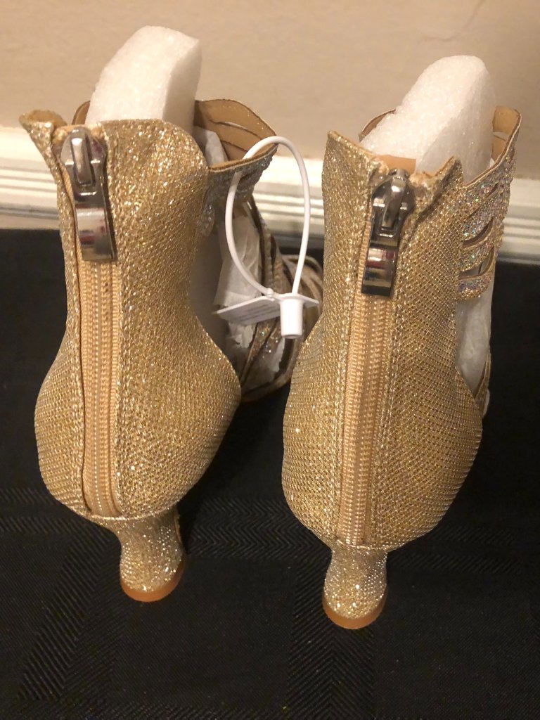 Danceandsway Gold Rhinestone Gladiator Cage Dance Heels 8.5 — image 6 of 7